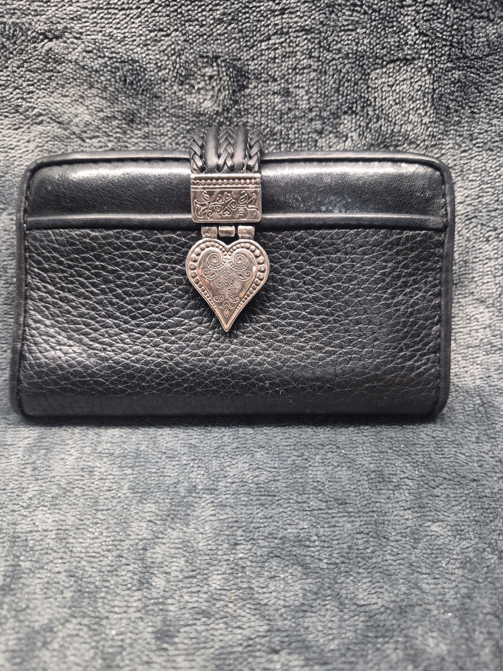 Brighton Heart Silver Tone Small Wallet Black Leather Small